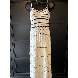 NWT Commense Crochet Eyelet See Through Midi Dress M